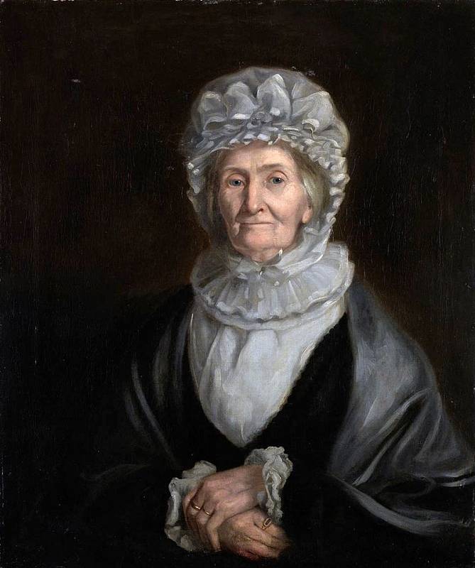Elizabeth Battsová, manželka Jamese Cooka, ve stáří. Polovinu jejich manželství prožil Cook na moři. Měli spolu šest potomků.