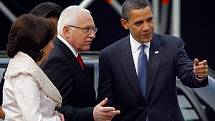 Prezident Václav Klaus přivítal 5. dubna na Pražském hradě amerického prezidenta Baracka Obamu.