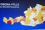 Mapa nákazy koronavirem v Rakousku