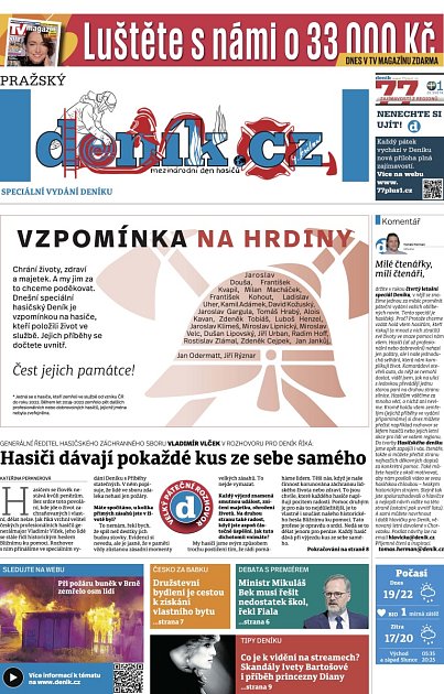 Titulní strana Deníku, 5. května 2023