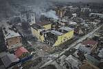 Pohled na ukrajinské město Bachmut během bojů s ruskými jednotkami, 26. března 2023