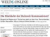 Článek německého deníku Die Welt o možném návratu komunistů v České republice