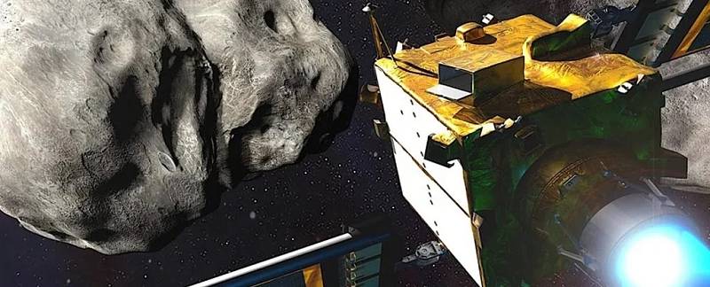 Umělecká představa vesmírné sondy přibližující se k asteroidu