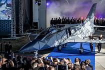 Nový letoun L-39NG, který Aero Vodochody představilo 12. října ve svém areálu v Odolené Vodě u Prahy. Stroj je nástupcem legendárního cvičného letounu L-39 Albatros. Sériová výroba začne v roce 2020.
