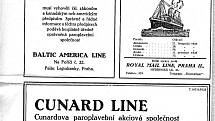 Inzerce paroplavebních společností a agentur lákající na cestu z Československa do Latinské Ameriky