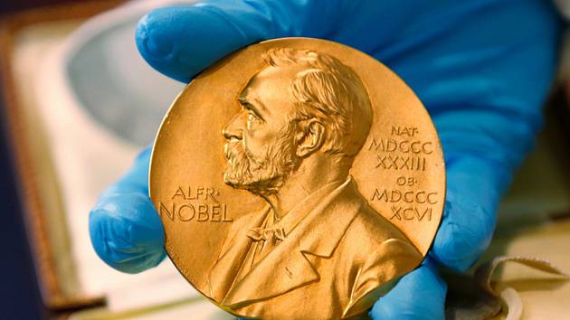 Nobelova cena. Medaile pro laureáty Nobelovy ceny na snímku ze 17. dubna 2015