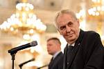 Miloš Zeman na slavnostním večeru na Pražském hradě k zahájení oslav 100 let od vzniku Československa a 25 let od vzniku České republiky.