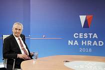 Prezident Miloš Zeman v debatě na televizi Nova.