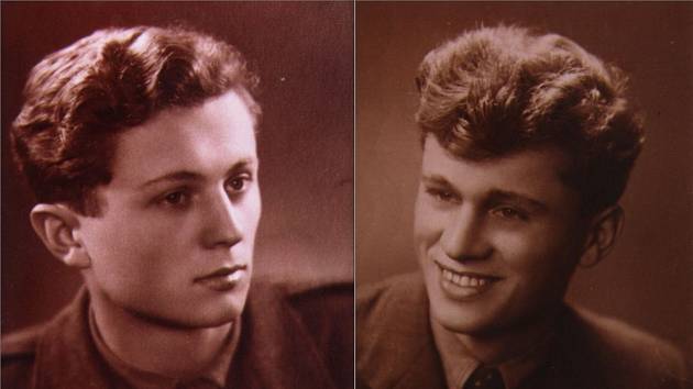Zleva Ctirad Mašín a Josef Mašín na ateliérových fotografiích z roku 1950