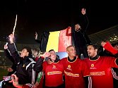 Fotbalisté Belgie a jejich oslavy postupu na Euro