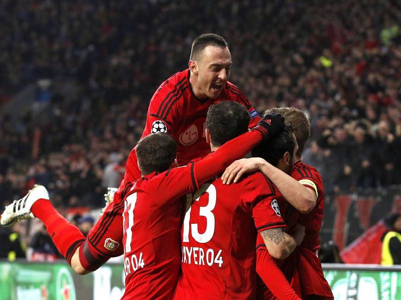 Radost na německý způsob: Bayer Leverkusen má po vítězství 1:0 nad Atlétikem Madrid slušné šance na postup.
