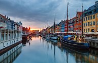Západ slunce v přístavu Nyhavn.