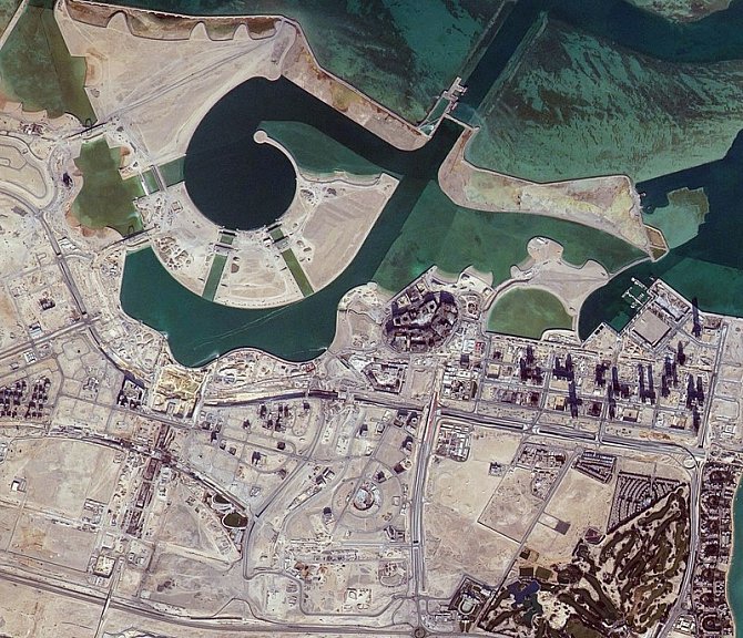 Satelitní snímek katarského města Lusail.