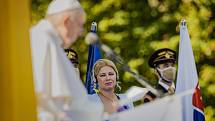 Slovenská prezidentka Zuzana Čaputová při setkání s papežem Františkem