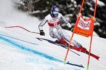 Česká lyžařka Ester Ledecká na trati supeobřího slalomu v Crans Montaně
