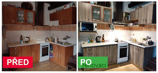 Renovace kuchyně. Srovnání před a po renovaci. Foto: Se svolením Markéty Zugarové