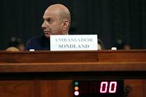 Americký diplomat Gordon Sondland působící jako velvyslanec USA při Evropské unii při veřejném slyšení v Kongresu