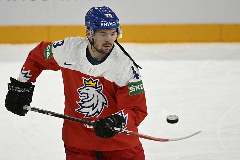 Hokejista Tomáš Hertl na MS 2022 ve Finsku.