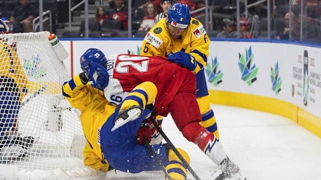Čeští hokejisté v bitvě o bronz se Švédy.