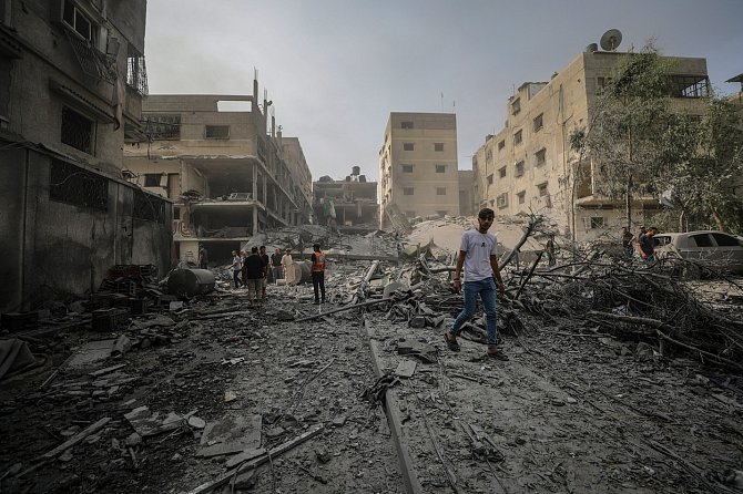 Zničené budovy v Pásmu Gazy po odvetném útoku Izraele