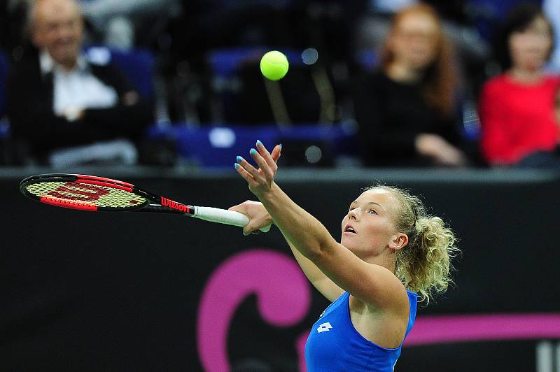 Tenisové finále FedCupu mezi Českou republikou a USA 11. listopadu v Praze. Kateřina Siniaková.