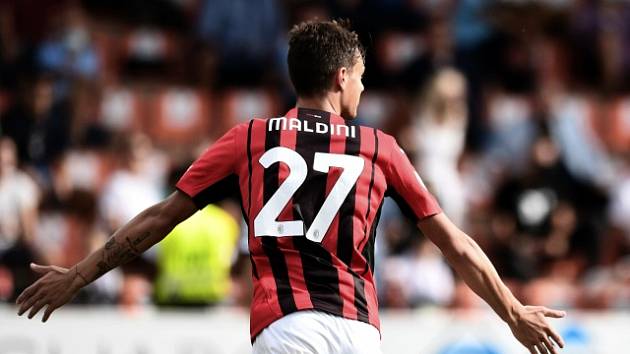 Daniel Maldini se raduje z první branky v dresu AC Milán.