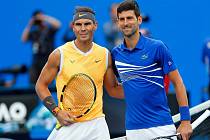 Rafael Nadal a Novak Djokovič před finále Australian Open