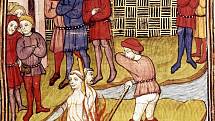 Velmistři Řádu templářů Jacques de Molay a Geoffrey de Charnay byli upáleni zaživa.