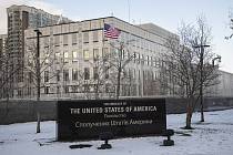 Ambasáda USA v Kyjevě na snímku z 12. února 2022.