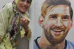 Portrét Lionela Messiho od handicapované Fatemeh.
