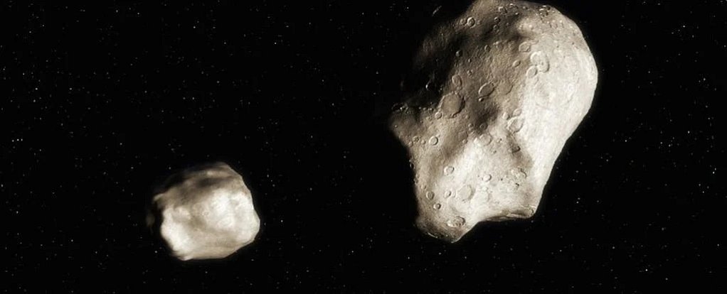 Umělecká představa asteroidů 2019 PR2 a 2019 QR6