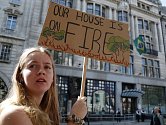Aktivisté protestují před brazilskou ambasádou v Londýně za ochranu amazonského deštného pralesa