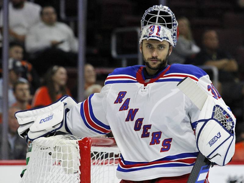 Ondřej Pavelec v dresu NY Rangers.