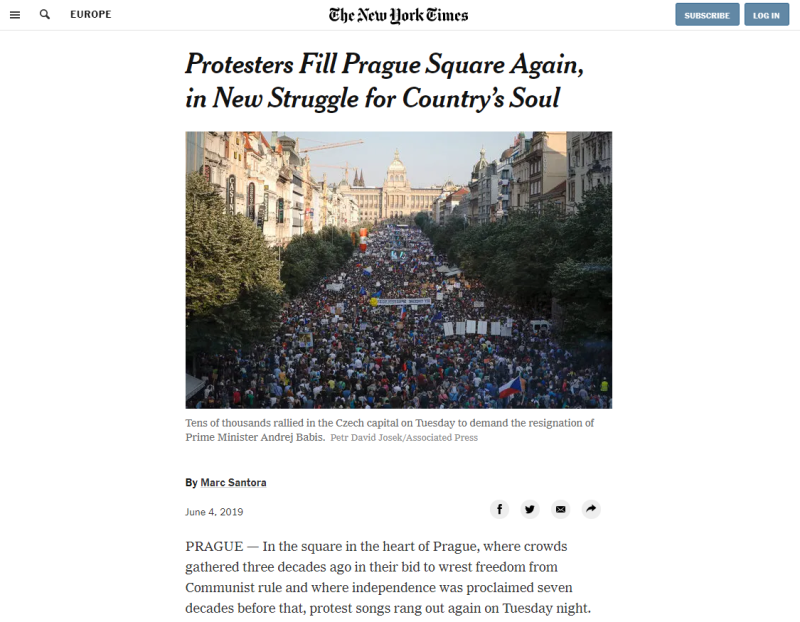 Zpráva amerického deníku The New York Times