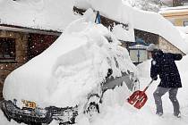 Záplavy sněhu v Německu a Rakousku