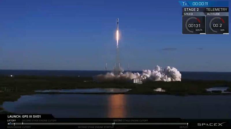 Start rakety Falcon 9 z raketové střelnice na mysu Caraneval
