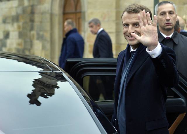 Francouzský prezident Emmanuel Macron při návštěvě Prahy.