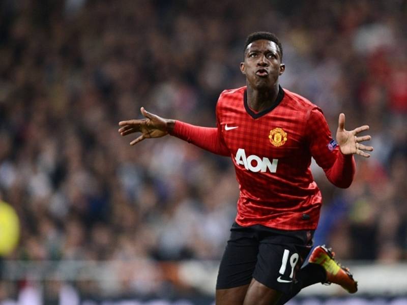 Daniel Welbeck z Manchesteru United se raduje z gólu proti Realu Madrid.