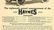 Dobová reklama na automobily Haynes.