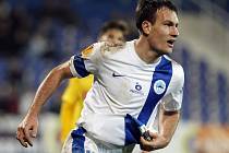 Michael Rabušic slaví svůj gól Liberce v síti Estorilu