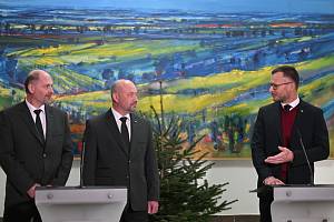 Tisková konference ministra zemědělství Zdeňka Nekuly (KDU-ČSL) k uvedení nového generálního ředitele státního podniku Lesy ČR, 29. listopadu 2022, Praha.