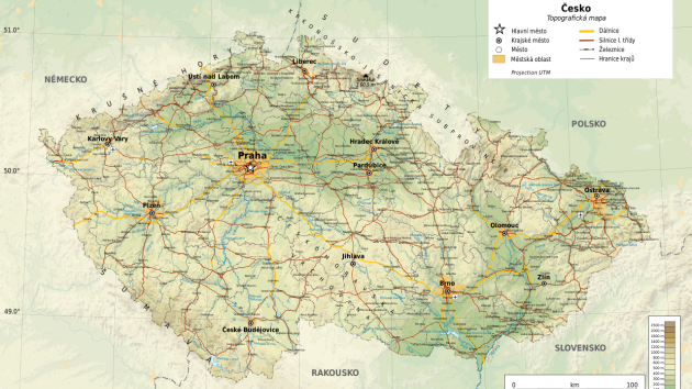Geografická mapa Česka