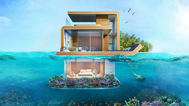 Tři patra, jedno s výhledem na unikátní uměle vytvořené souostroví, druhé na úrovni mořské hladiny, třetí pod hladinou - přes okna je z něj vidět na korálový útes a živočichy v něm. Takový luxus nabízí unikátní vily, jejichž kolonie nyní vzniká v Dubaji.