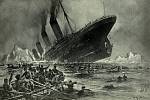 Potápějící se Titanic, rytina Willyho Stöwera