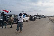 Příjezd syrských provládních jednotek do Afrínu 