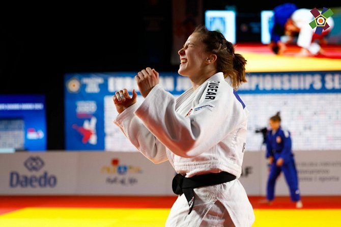 Radost Renaty Zachové po finálovém vítězství na mistrovství Evropy v judu