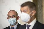 Nově jmenovaný ministr zdravotnictví Jan Blatný vystoupil na tiskové konferenci společně s premiérem Andreje Babišem