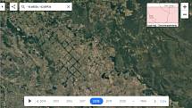 Nová aplikace Google Earth Timelapse umožňuje vidět proměnu planety v posledních čtyřiceti letech. Na snímku odlesňování pralesa v Bolívií, rok 1997.