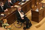 Prezident Miloš Zeman hovoří na schůzi Poslanecké sněmovny k úvodnímu kolu projednávání návrhu státního rozpočtu na letošní rok.
