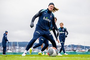 Erling Haaland na tréninku norské reprezentace
